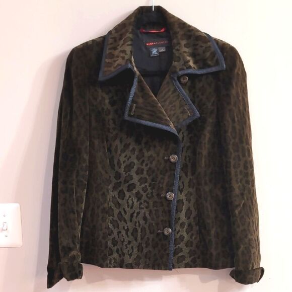 Nina McLemore Animal Print Velvet Jacket Sz 8 - Picture 1 of 6
